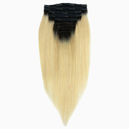 Dark Roots Blonde Cambodian Silky Straight - InVisiRoot® Clip-ins (AKA TrueRoot™ Clip-ins)