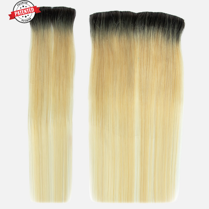 Dark Roots Blonde Cambodian Silky Straight - InVisiRoot® Crown Pieces