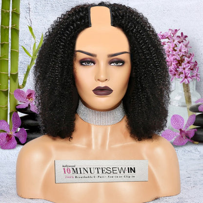 Nicole (4a Kinky Curly) -  Virgin Burmese Hair - 10 Minute Sew-in™️ U Part Wig & Optional InVisiRoot® Closure