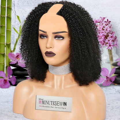 Nicole (4a Kinky Curly) -  Virgin Burmese Hair - 10 Minute Sew-in™️ U Part Wig & Optional InVisiRoot® Closure